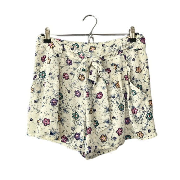 Nieves Lavi Floral Print High Waisted Silk Shorts Size 4 - Picture 1 of 7